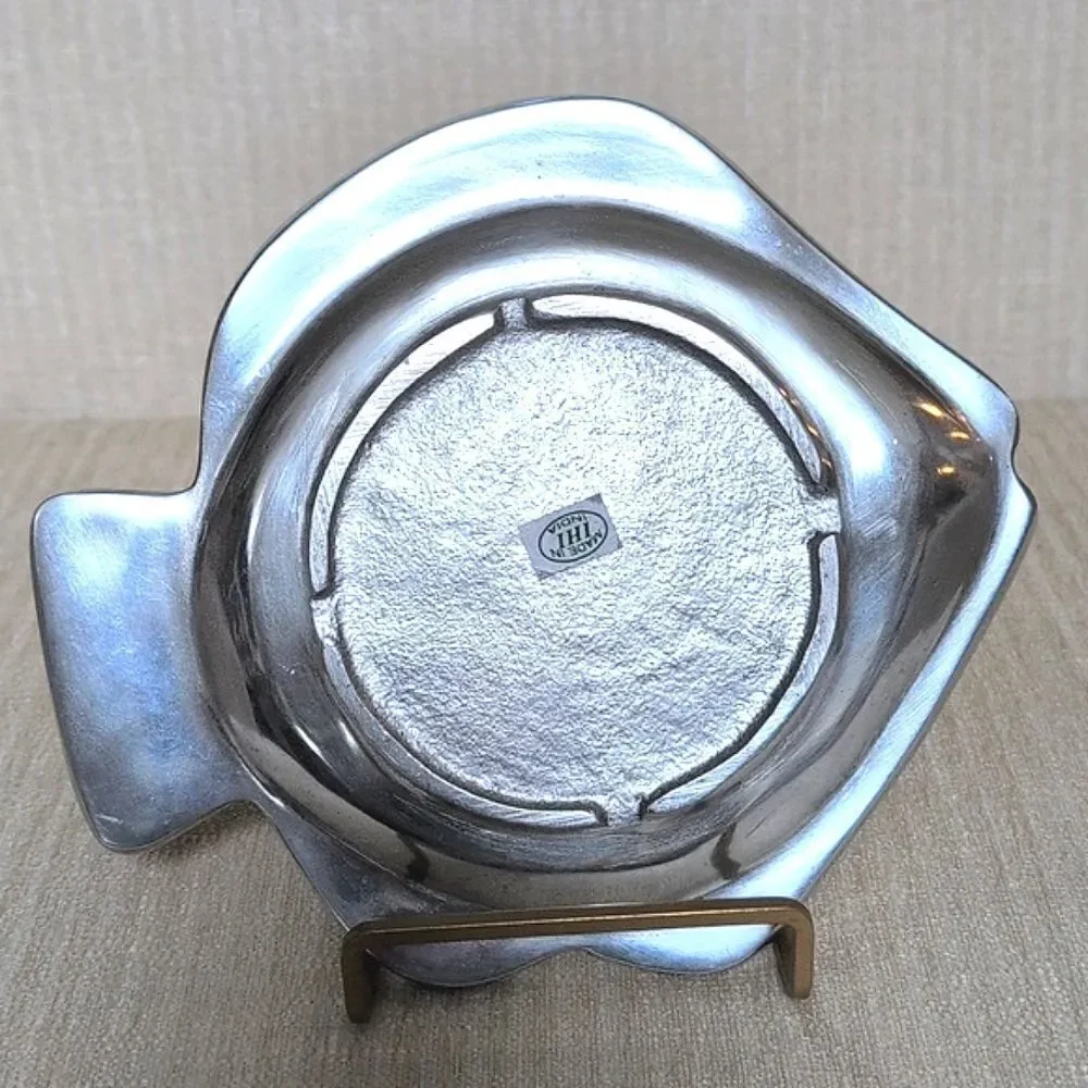 Fish Shaped Tray Dish Silver Metal